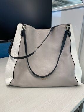Kate Spade Jackson Large Triple Compartment Shoulder Tote Bag in Grey/Pure White